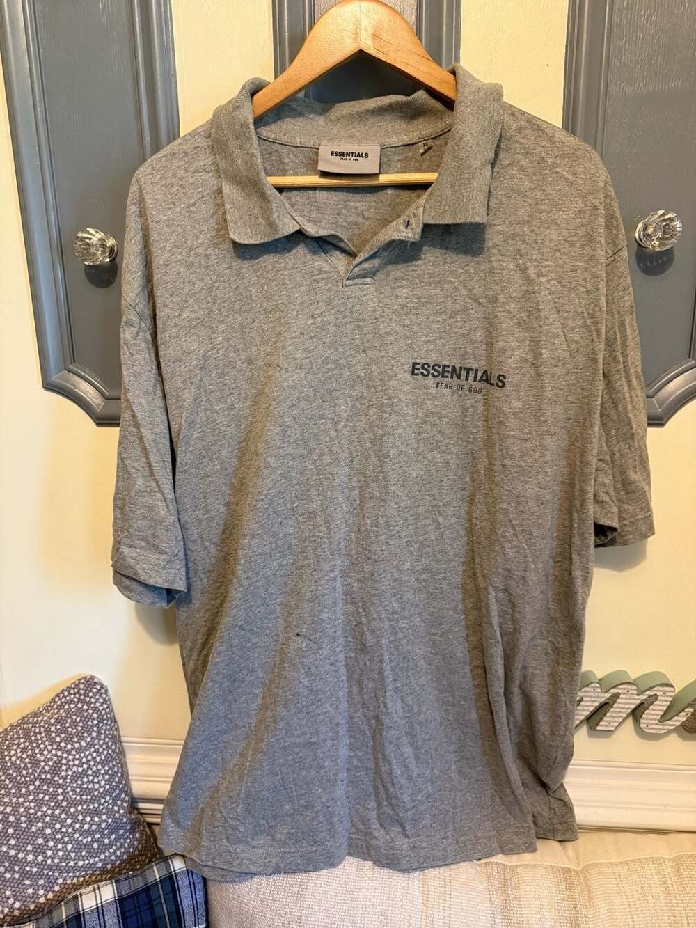 Fear of God Essentials Short-Sleeve Polo Size XL Heather Grey
